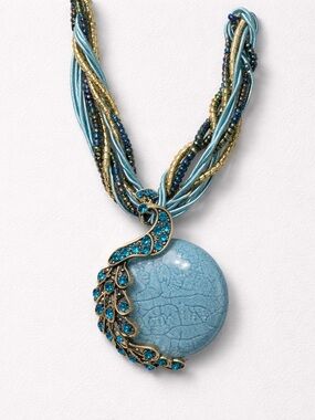 Blue  Peacock Pendant Statement Necklace - Women Jewelry